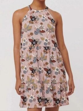 LOFT Multicolor Floral Halter Dress Size